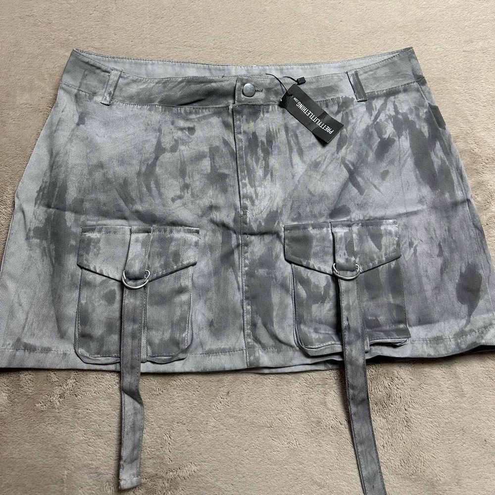 PLT grey cargo mini skirt